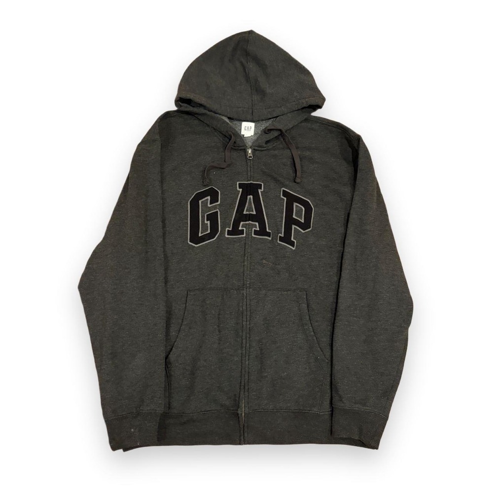 Gap Mens Dark Gray Full Zip Logo Hoodie XL Streetwear Casual